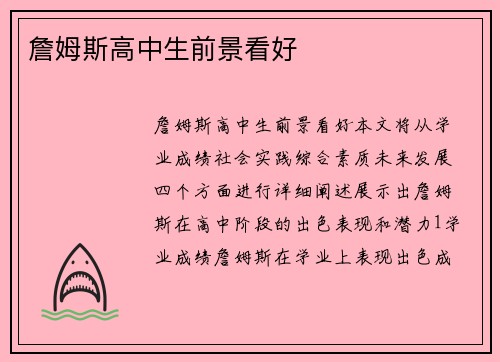 詹姆斯高中生前景看好